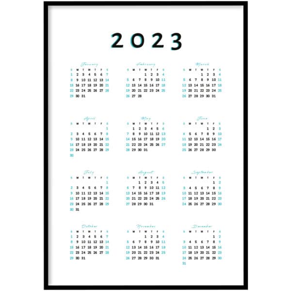 poster - Jaarkalender blauw 2023