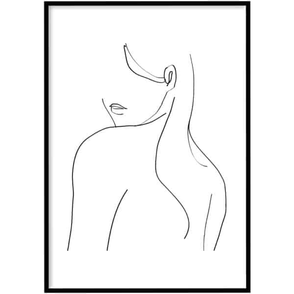 Poster - Line art Woman long hair