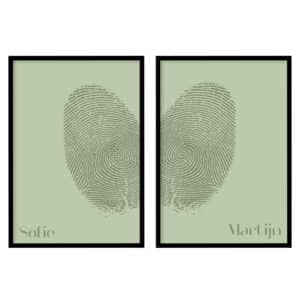 Poster - Vingerafdruk links en rechts groen