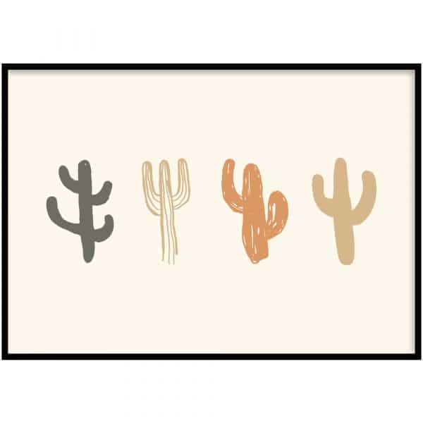 Poster - 4 Cactussen