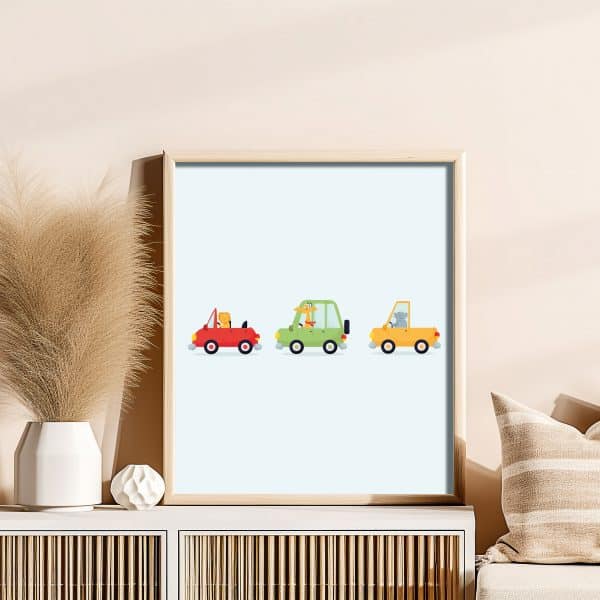 Poster - Dieren in auto - Afbeelding 2