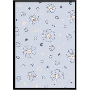 Poster - Blauwe bloemen