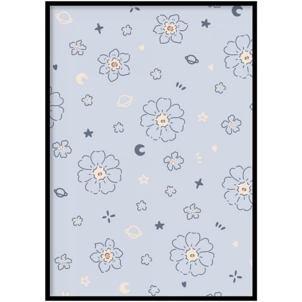 Poster - Blauwe bloemen