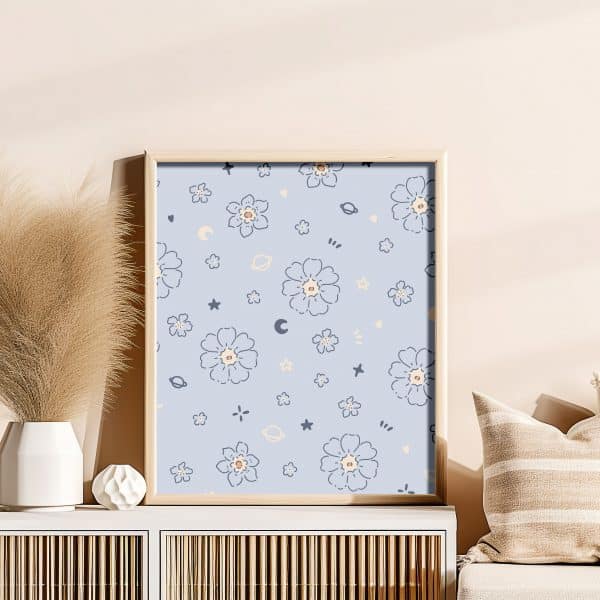 Poster - Blauwe bloemen