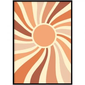 Poster - Retro print orange sun