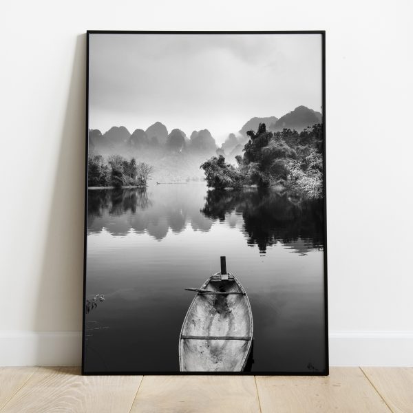 Poster - Lake view zwart-wit