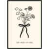 Poster - Bosje geboortebloemen beige