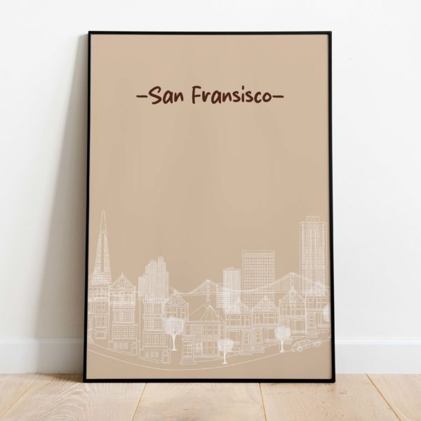 Poster San Francisco wit bruin