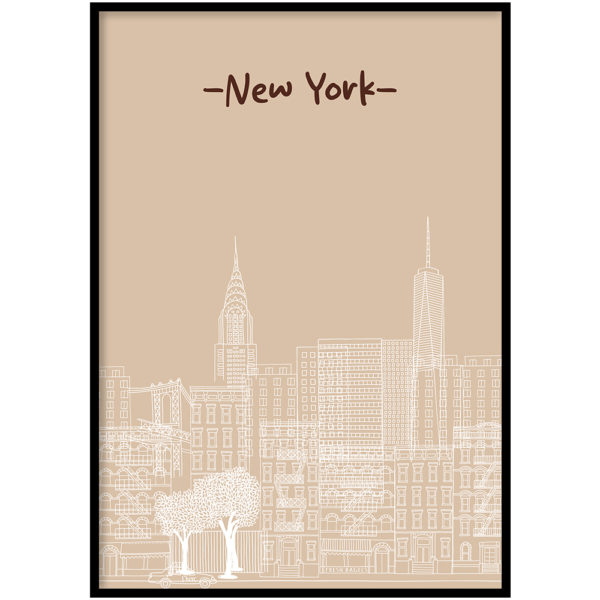 Poster New York wit bruin