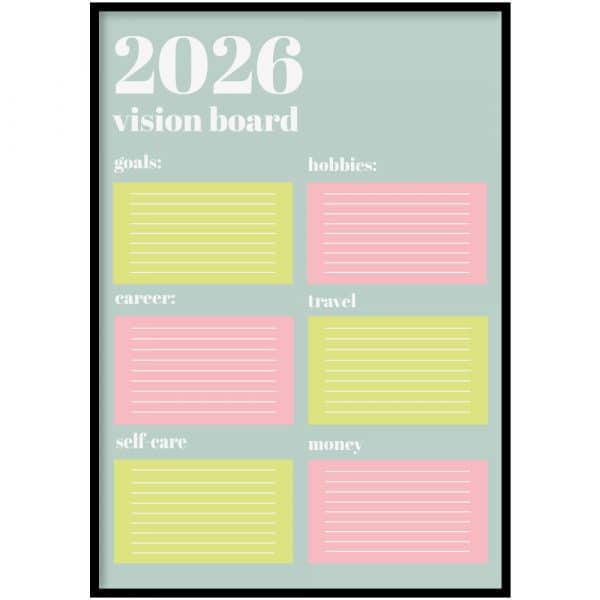 Poster - 2026 vision board blauw